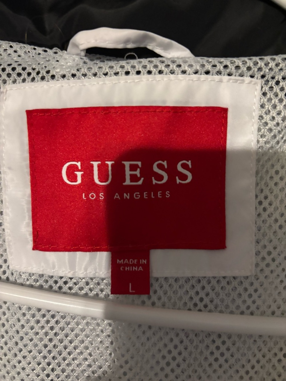 GUESS Men’s Black, White & Gray Colorblock Hooded Windbreaker - Picture 4 of 7